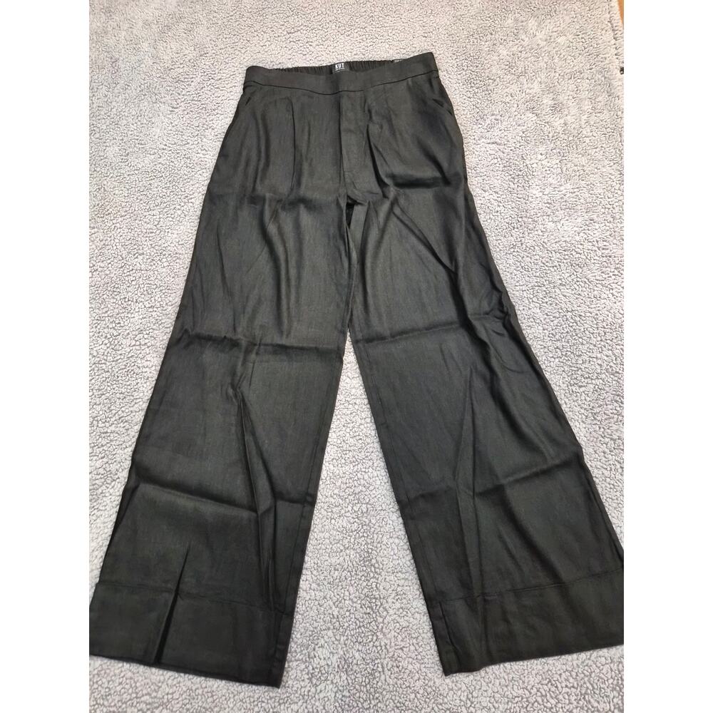NWT KUT Linen Pants Women's Size M Black Wide Leg High Rise Trouser (1355) - Picture 11 of 13